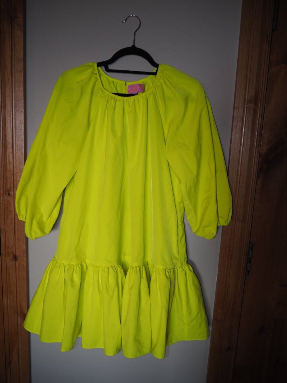 LDT Rachel Ruffle Mini Dress Neon Lime Size 0